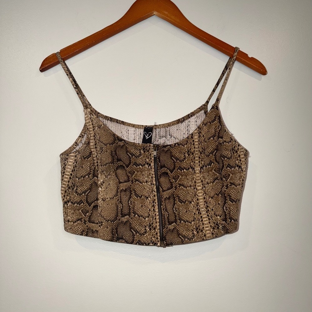 Windsor Y2K Crop Spaghetti Tank Large Snake Print Grunge Party‎ Clubwear Night